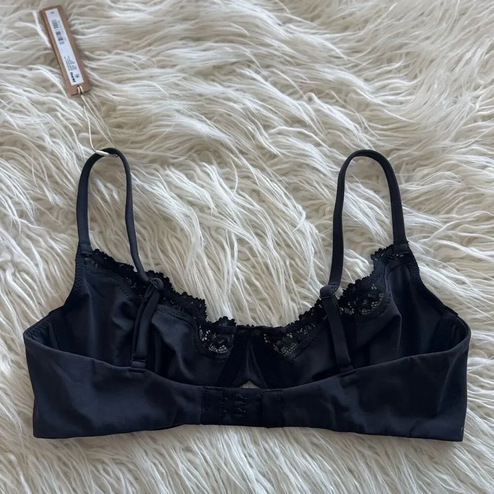 Skims Fits Everybody Lace Demi Underwire Bra Onyx Size 34D - Picture 4 of 5